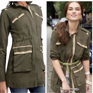 CAbi Olive Green Jacket with Tan Accents